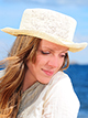 Croshet Panama Hat with a straw band for women