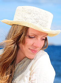 Croshet Panama Hat with a straw band for women